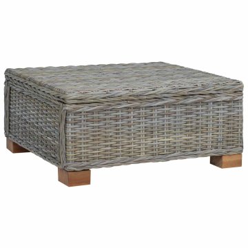 Vidaxl Klubska miza GENDT Naravni rattan Kubu siva 67 x 60 x 30 cm