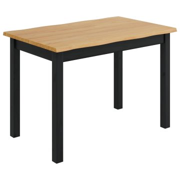 Vidaxl Jedilna miza EKAI Črna 112 x 70 x 76,5 cm Trdna borovina
