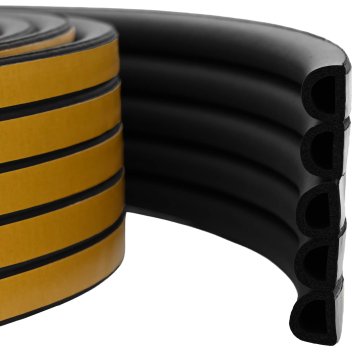 Vidaxl Samolepilni tesnilni trak za okna 14 x 12 mm 12 m Črna