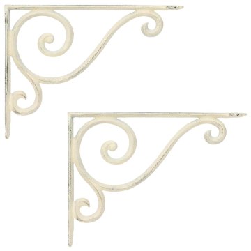 Vidaxl Nosilci za stenske police 2 kos Antik bela 23,5 x 28 x 3,5 cm