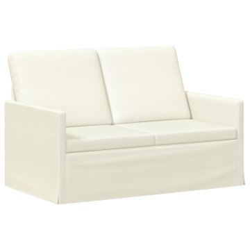 Vidaxl Dvosedenjski kavč Krem 130 x 81 x 82 cm Žametna tkanina