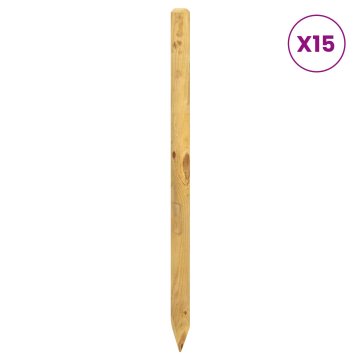 Vidaxl Ograjni stebri 15 kos Rjava 60 cm Trdna borovina