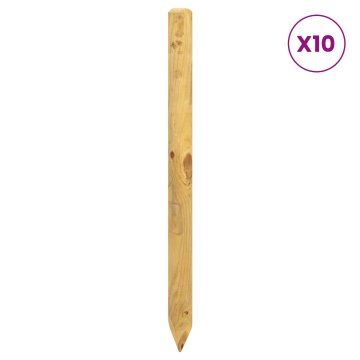 Vidaxl Ograjni stebri 10 kos Rjava 120 cm Trdna borovina
