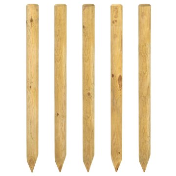 Vidaxl Ograjni stebri 5 kos Rjava 120 cm Trdna borovina