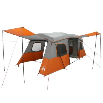 Vidaxl Tenda z dežno zaščito, odporna na vodo 3-osebni Siva in oranžna