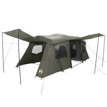 Vidaxl Tenda z dežno zaščito, odporna na vodo 3-osebni Vojaška zelena