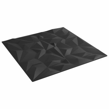 Vidaxl Stenske plošče 48 kos 50 x 50 cm Črna XPS Pena