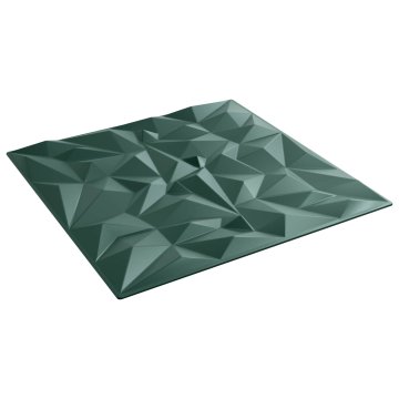 Vidaxl Stenske plošče 12 kos 50 x 50 cm Amethyst Zelen XPS Pena