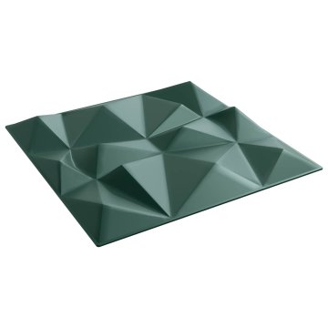 Vidaxl Stenske plošče 12 kos 50 x 50 cm Diamant Zelen XPS Pena