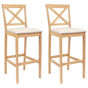 Vidaxl Barski stol 2 pcs Naravna in bež