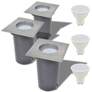 Vidaxl Zunanje LED talne svetilke 3 kosi kvadratne