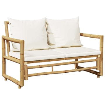 Vidaxl Vrtna klop z blazinami 115 cm bambus