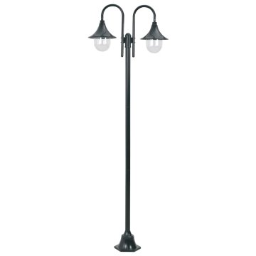 Vidaxl Vrtna ulična svetilka 220 cm E27 aluminij 2 svetilki zelena