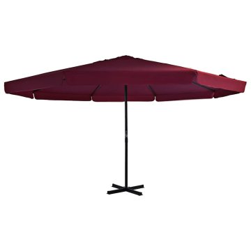 Vidaxl Zunanji senčnik z aluminijastim drogom 500 cm bordo rdeč