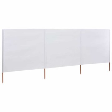 Vidaxl 3-panelni vetrobran tkanina 400x120 cm bele barve