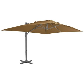 Vidaxl Konzolni vrtni senčnik z aluminijastim drogom 400x300 cm sivo-rjave barve