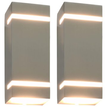 Vidaxl Zunanje stenske svetilke 2 kosa 35 W srebrne pravokotne