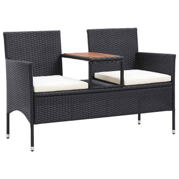 Vidaxl Vrtna klop za 2 osebi s čajno mizico 143 cm poli ratan