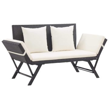 Vidaxl Vrtna klop z blazinami 176 cm poli ratan
