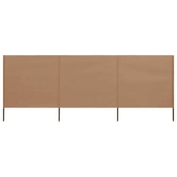 Vidaxl 3-panelni vetrobran tkanina 400x80 cm taupe
