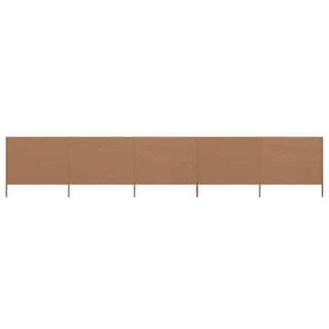 Vidaxl 5-panelni vetrobran tkanina 600x120 cm taupe