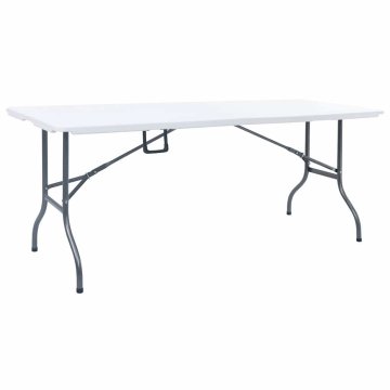 Vidaxl Zložljiva vrtna miza bela 180x72x72 cm HDPE