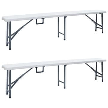 Vidaxl Zložljiva vrtna klop 2 kosa 180 cm HDPE