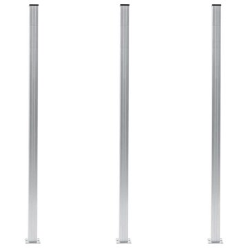 Vidaxl Ograjni stebrički 3 kosi iz aluminija 185 cm