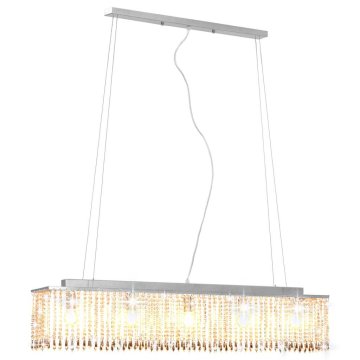 Vidaxl Stropna svetilka s kristalnimi kroglicami srebrna 104 cm E14