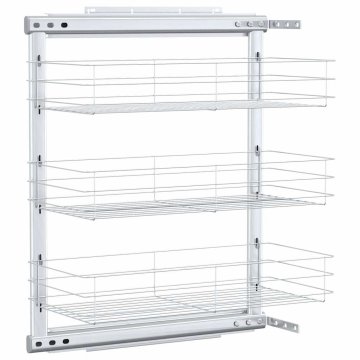 Vidaxl Izvlečna kuhinjska košara 3-nadstropna srebrna 47x25x56 cm