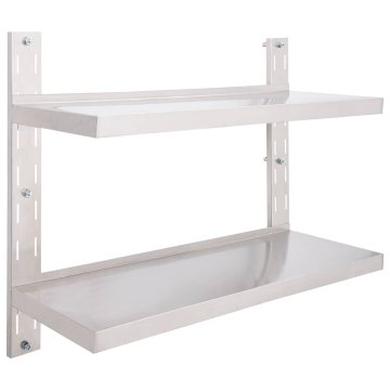 Vidaxl Dvodelna stenska polica nerjaveče jeklo 100x30 cm