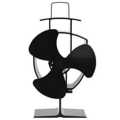 Vidaxl Ventilator za kamin na toploto s 3 krili črn