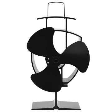 Vidaxl Ventilator za kamin na toploto s 3 krili črn