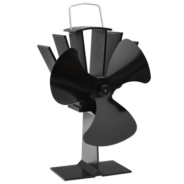 Vidaxl Ventilator za kamin na toploto s 3 krili črn