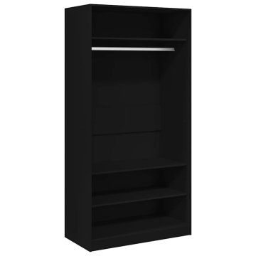 Vidaxl Garderobna omara črna 100x50x200 cm iverna plošča