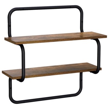 Vidaxl 2-nadstropna stenska polica Dimljen hrast 80 x 24,5 x 61 cm
