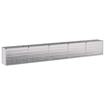Vidaxl Povišana vrtna gredica pocinkana srebrna 400 x 40 x 55 cm