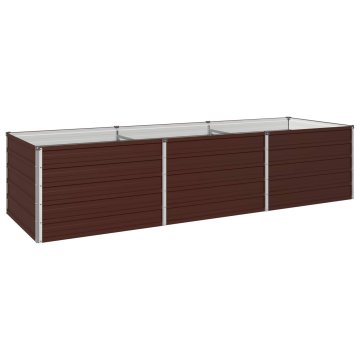 Vidaxl Povišana vrtna gredica Rjava 242 x 80 x 55 cm Pocinkano jeklo