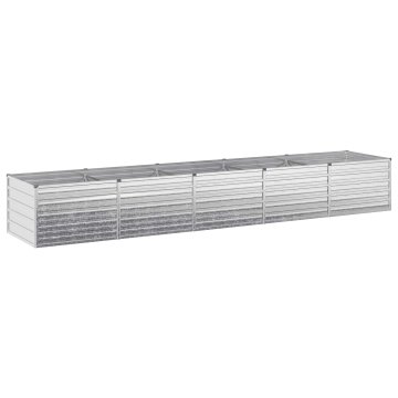 Vidaxl Povišana vrtna gredica Pocinkana srebrna 400 x 80 x 55 cm