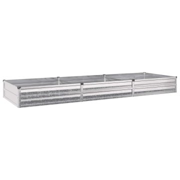 Vidaxl Povišana vrtna gredica Pocinkano srebrna 240 x 80 x 24 cm