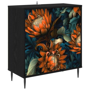Vidaxl Strani šal LOCHEM Črni hrast 69 x 33 x 76 cm Inženirski les
