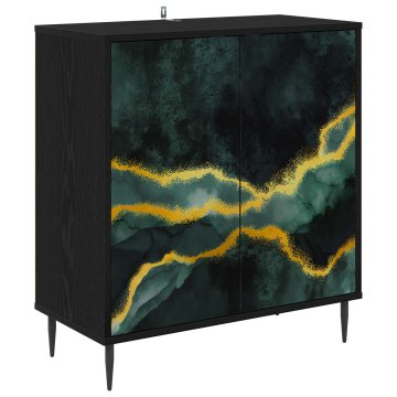 Vidaxl Strani šal WIJHE Črni hrast 69 x 33 x 76 cm Inženirski les