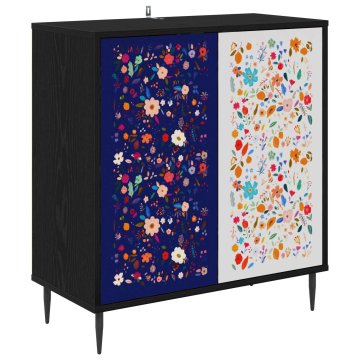 Vidaxl Strani šal MAINZ Črni hrast 69 x 33 x 76 cm Inženirski les