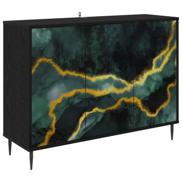 Vidaxl Strani šal WIJHE Črni hrast 102 x 33 x 76 cm Inženirski les