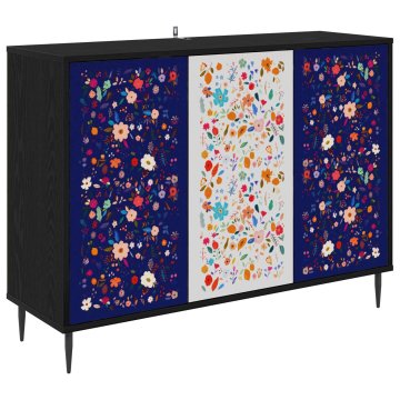 Vidaxl Strani šal MAINZ Črni hrast 102 x 33 x 76 cm Inženirski les