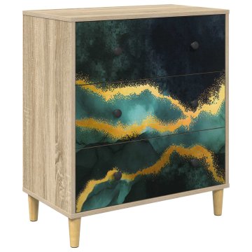 Vidaxl Predalni šafka WIJHE Tirkizni marmorni vzorec 66 x 36,5 x 75 cm