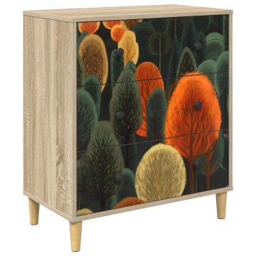 Vidaxl Predalni šafka ZAANDAM Tisk v gozdu 66 x 36,5 x 75 cm Sonoma