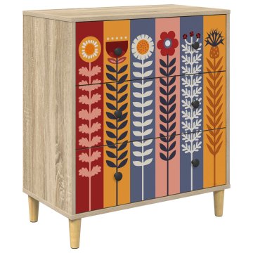 Vidaxl Predalni šafka ESSEN Natisnjen sončnicami 66 x 36,5 x 75 cm