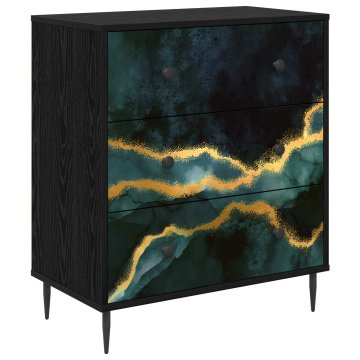 Vidaxl Predalni šafka WIJHE Tirkizni marmorni vzorec 66 x 36,5 x 76 cm