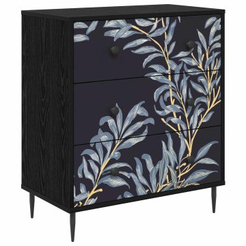 Vidaxl Predalni šafka DOKKUM Modri prtnik 66 x 36,5 x 76 cm Črni hrast